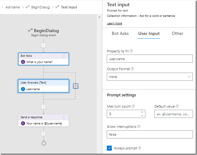 Bot Framework Composer not updating properties until end of dialog